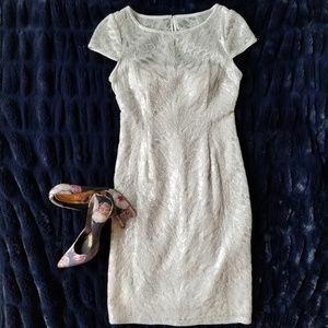 Adrianna Papell Silver Sequin Dress